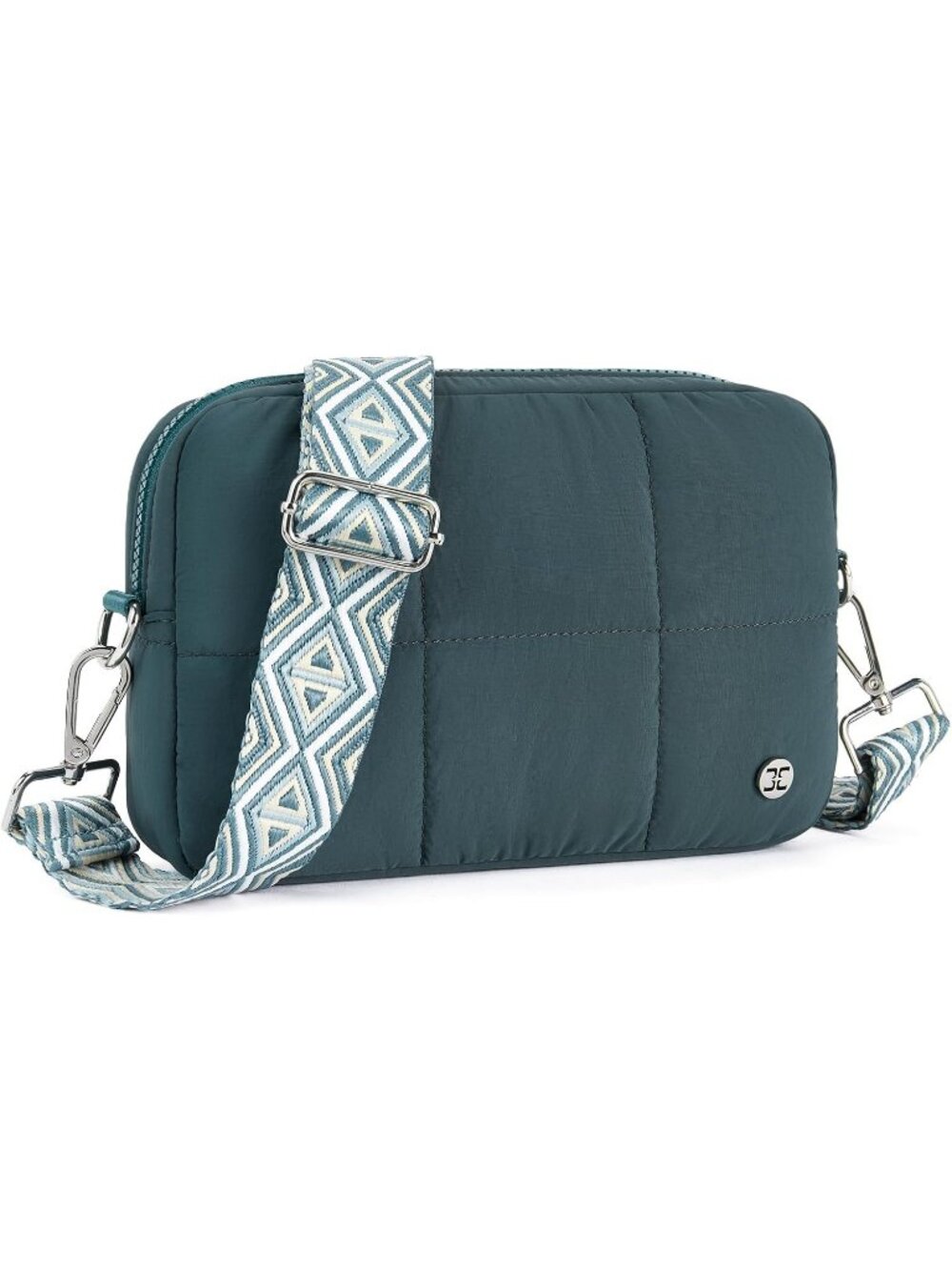 Women's Green Crossbody Purse With Guitar Strap Lightweight Puffer Shoulder Bag